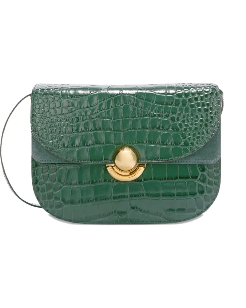 Furla Kleine Sfera Umhängetasche mit Kroko-Effekt - Grün Grün