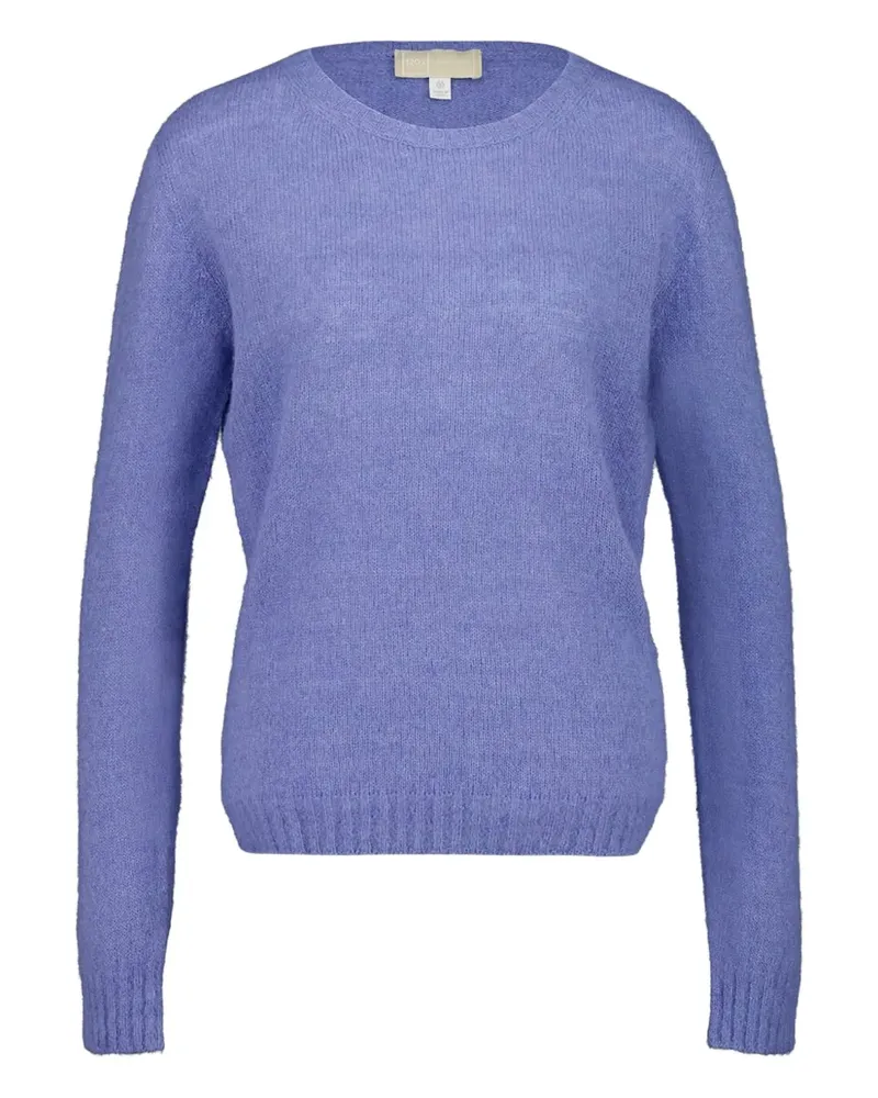 120% Lino Langärmeliger Maglia Pullover - Blau Blau