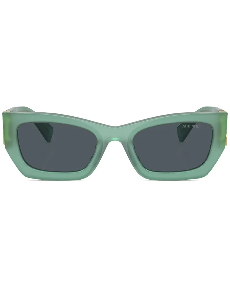 Miu Miu Eckige Sonnenbrille mit Logo - Grün Grün