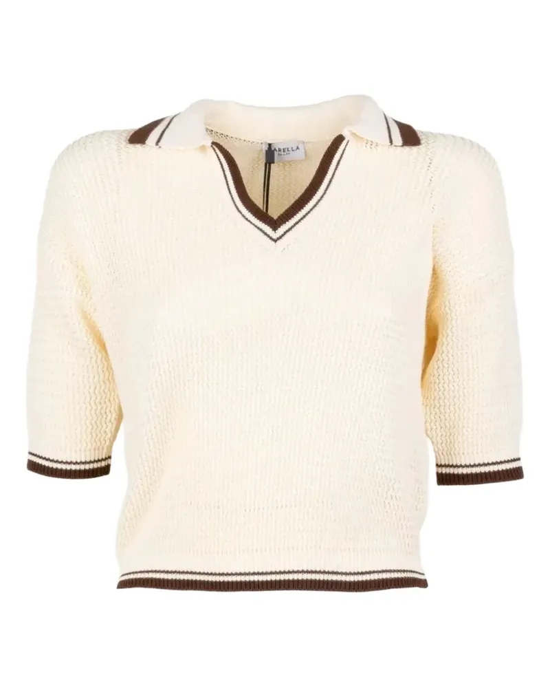 MARELLA Mlslembi waffle-knit stripe-trim top - Nude Nude