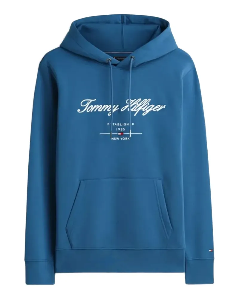 Tommy Hilfiger logo-print drawstring hoodie - Blau Blau