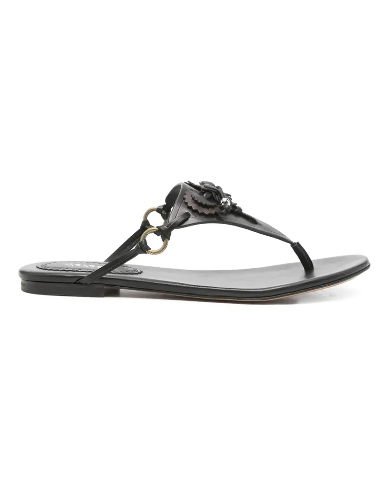 Isabel Marant Elato leather flowers-detail flat sandals - Schwarz Schwarz