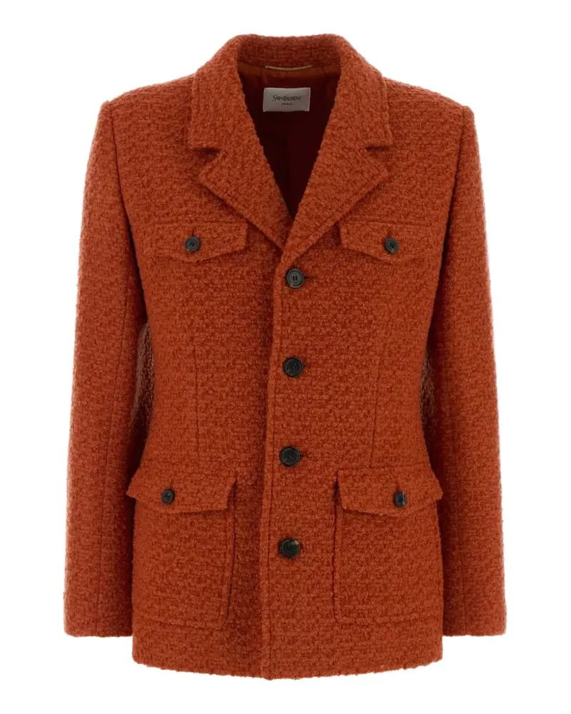 Saint Laurent Einreihige Tweed-Jacke - Orange Orange