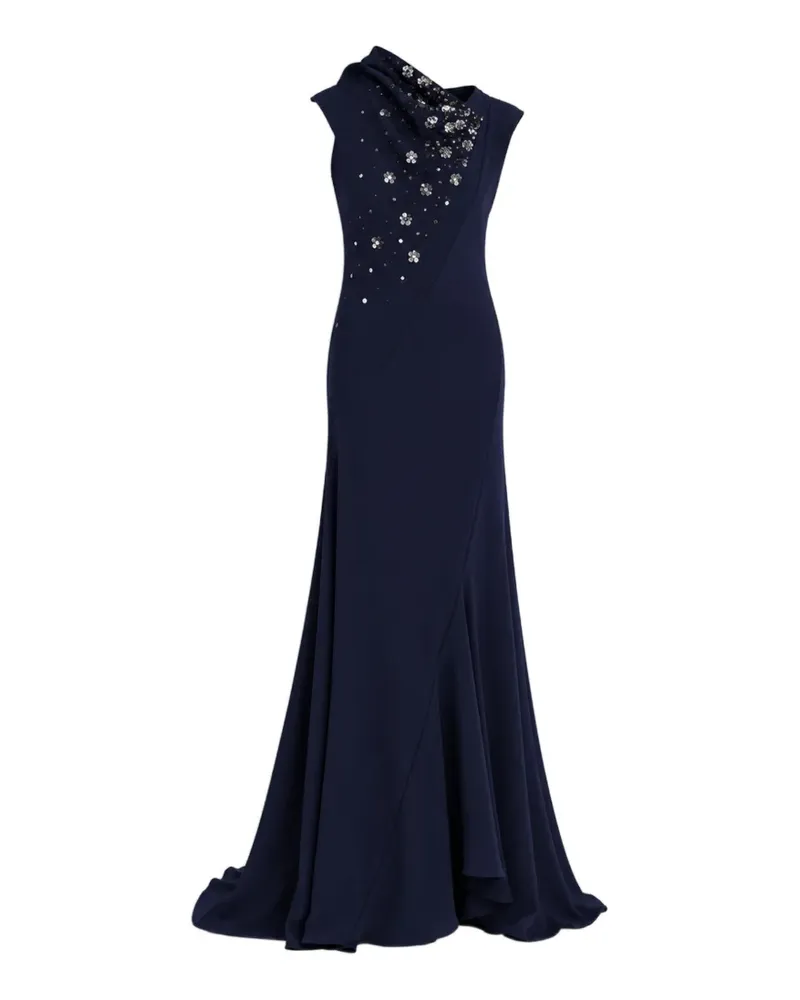 Alberta Ferretti Verziertes Maxikleid mit asymmetrischem Ausschnitt - Blau Blau