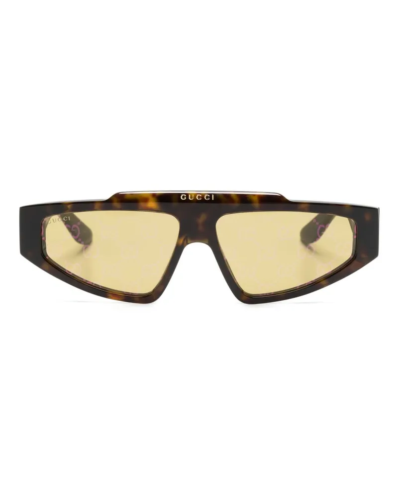 Gucci GG Supreme Sonnenbrille mit geometrischem Gestell - Gelb Gelb