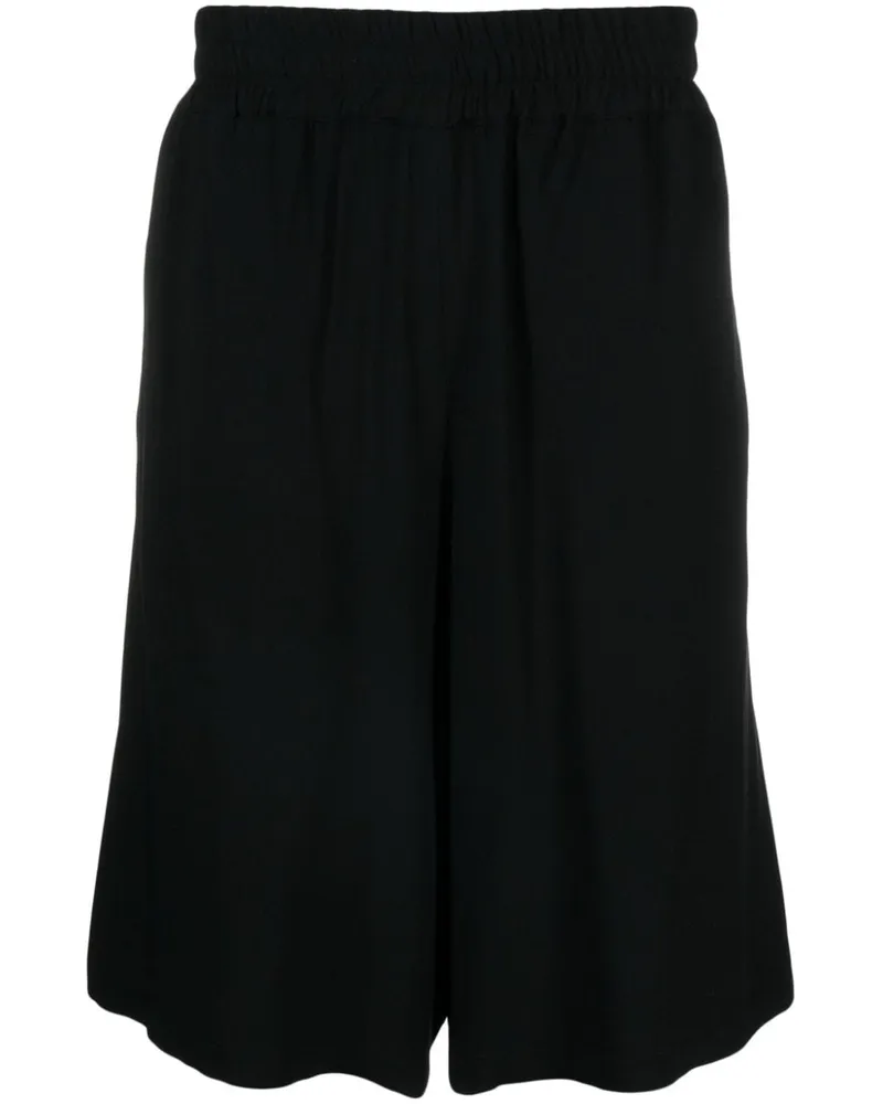 Moschino Shorts aus Krepp mit Logo-Patch - Schwarz Schwarz