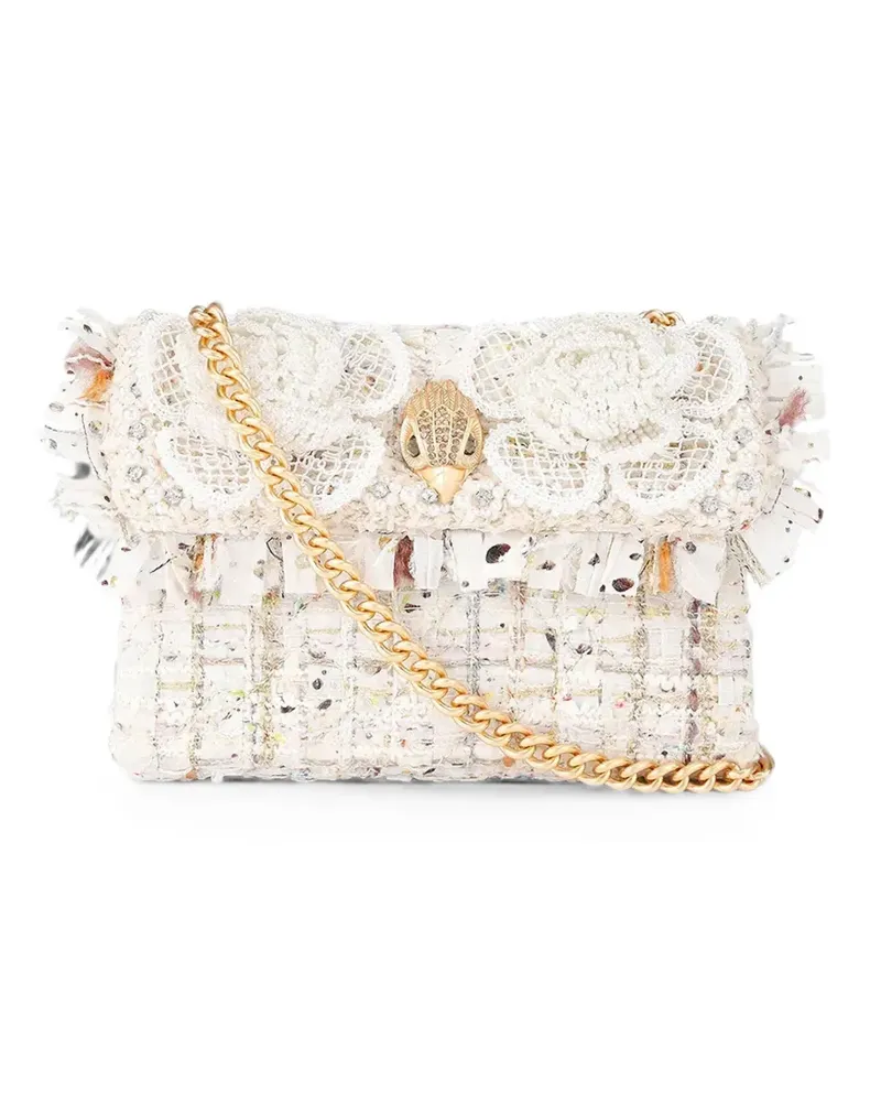 Kurt Geiger mini Tweed flower-embellished shoulder bag - Nude Nude
