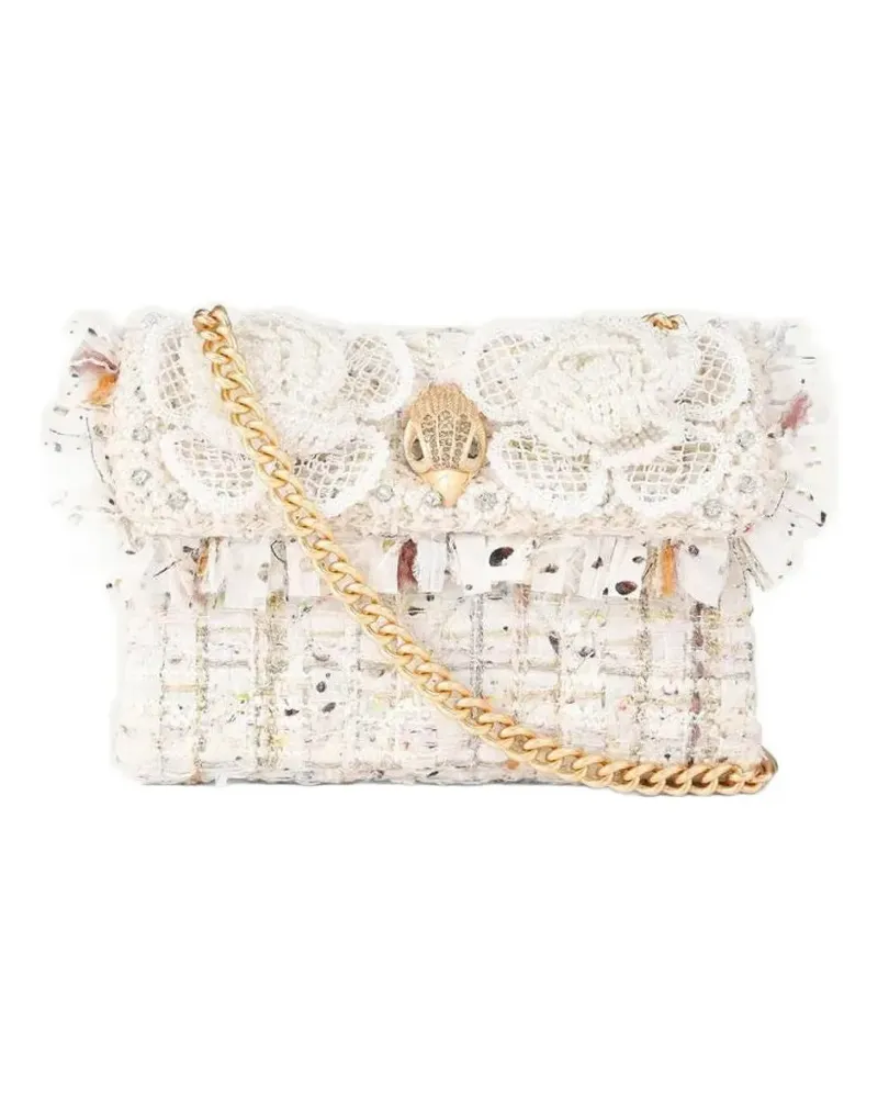 Kurt Geiger mini Tweed flower embellished shoulder bag - Nude Nude