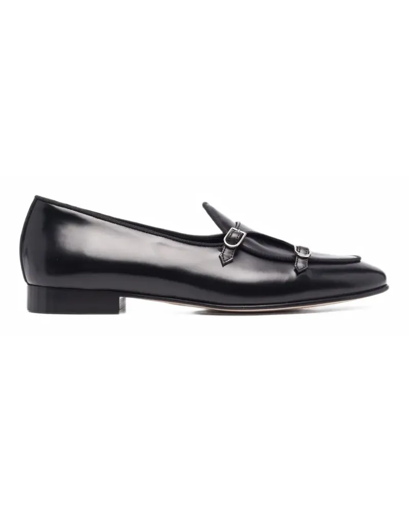 Edhèn Milano Brera double-buckle leather monk shoes - Schwarz Schwarz