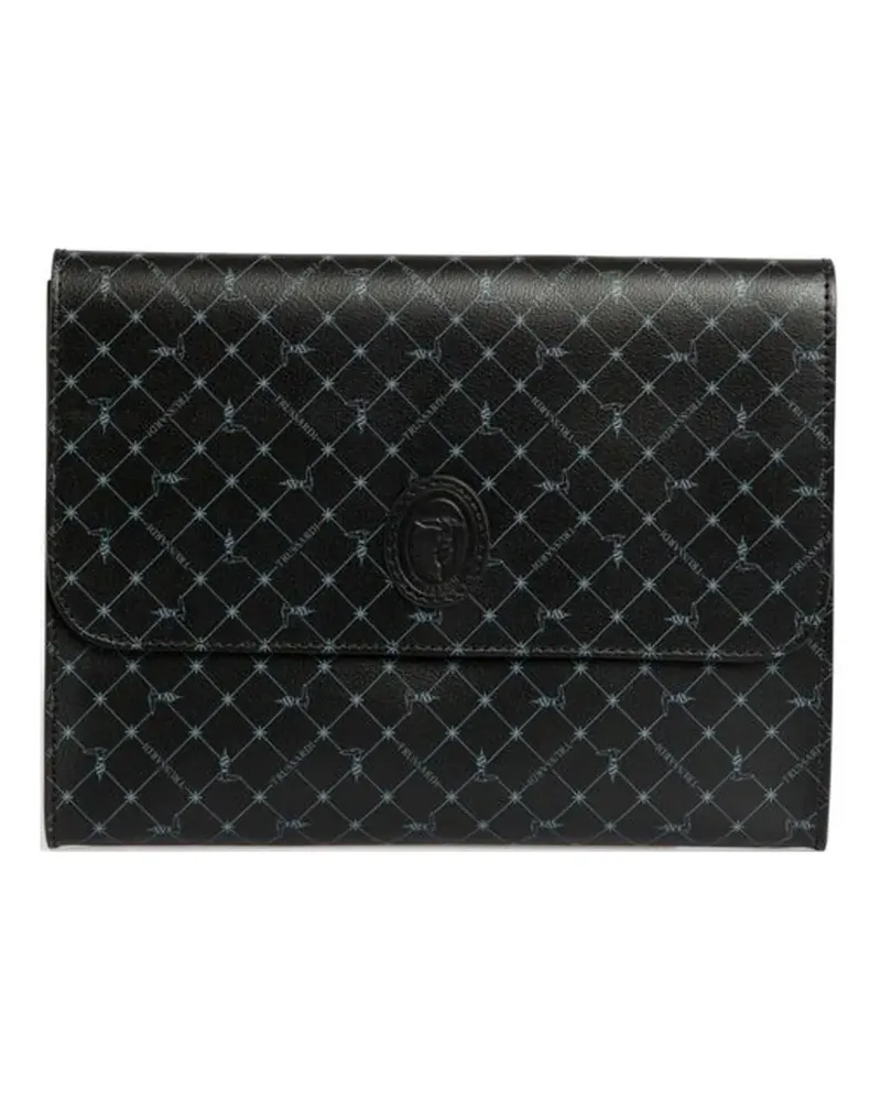 Trussardi Clutch mit Logo-Print - Schwarz Schwarz