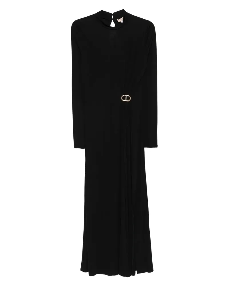 Twin-Set Midikleid mit Stehkragen - Schwarz Schwarz