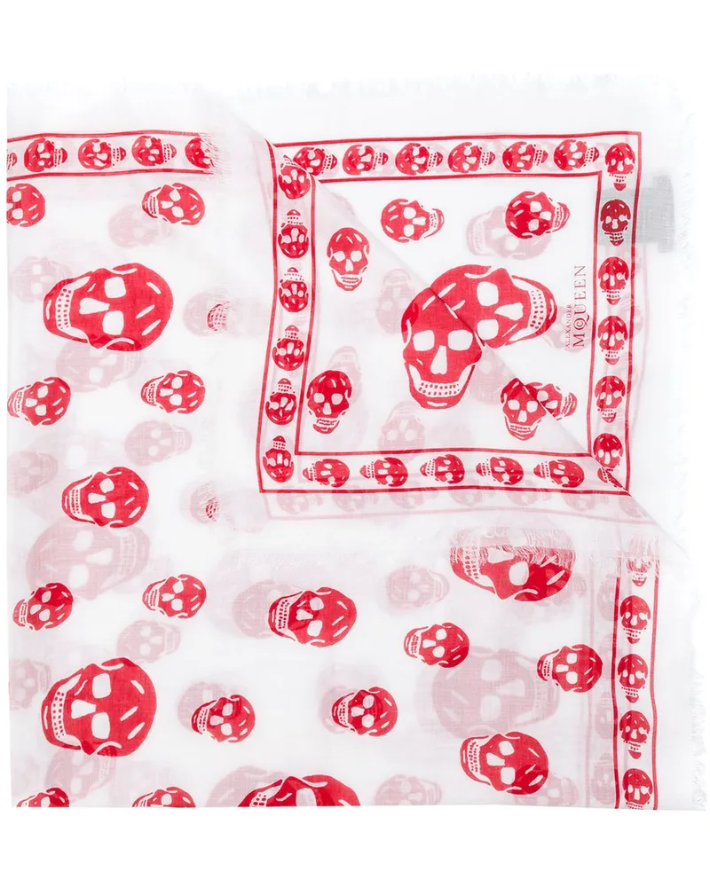 Alexander McQueen Schal mit Totenkopf-Print - Weiß Weiß