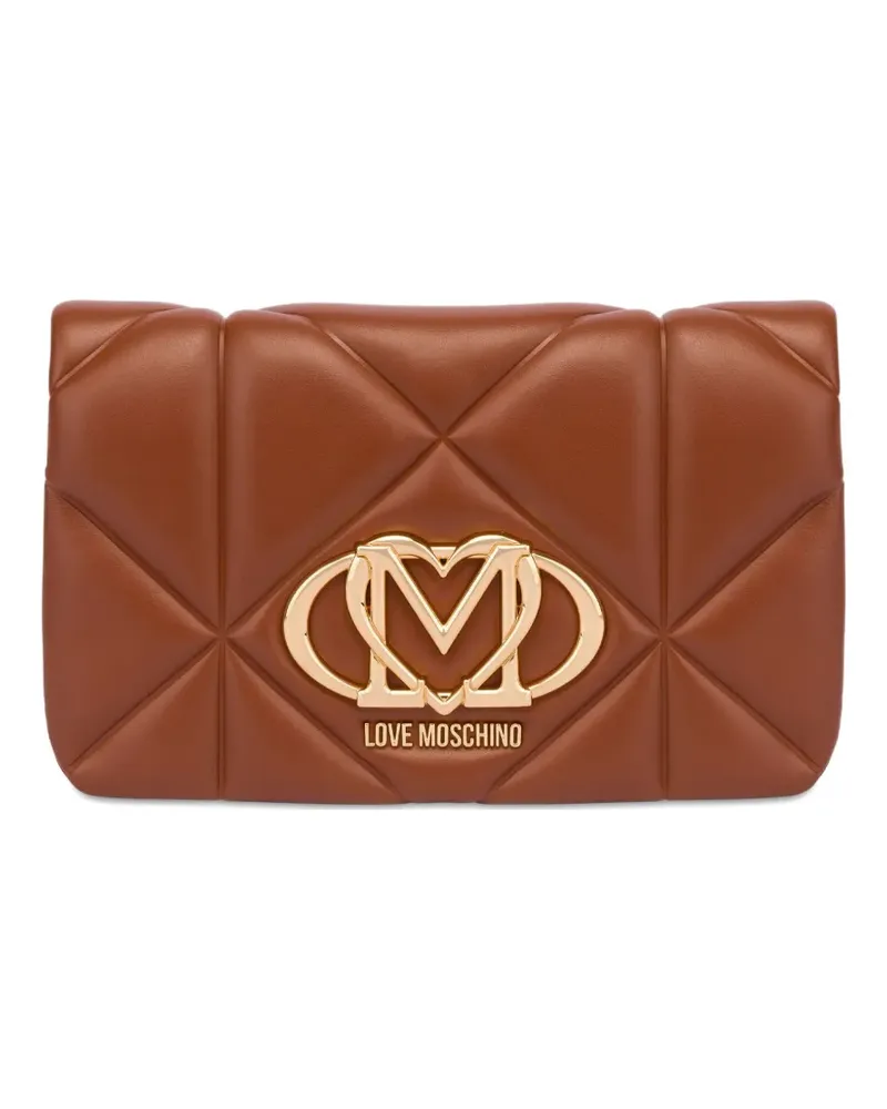 Moschino Clutch mit Logo-Schild - Braun Braun