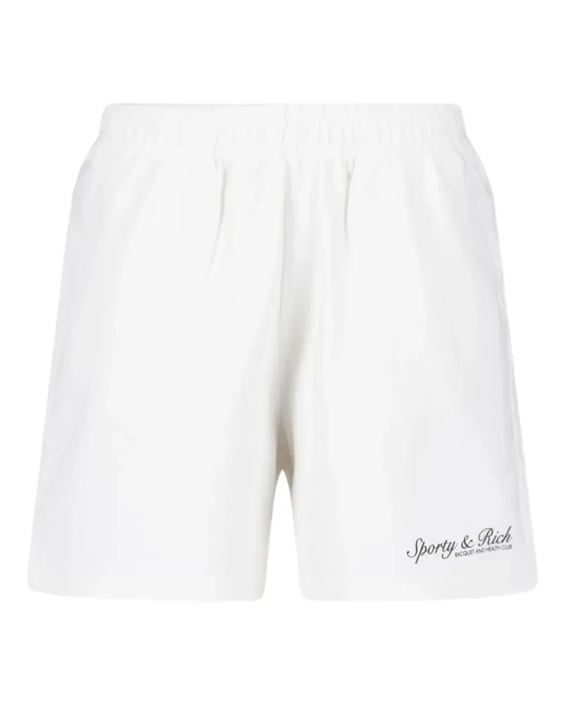 SPORTY & RICH Syracuse Shorts mit Logo-Print - Weiß Weiß