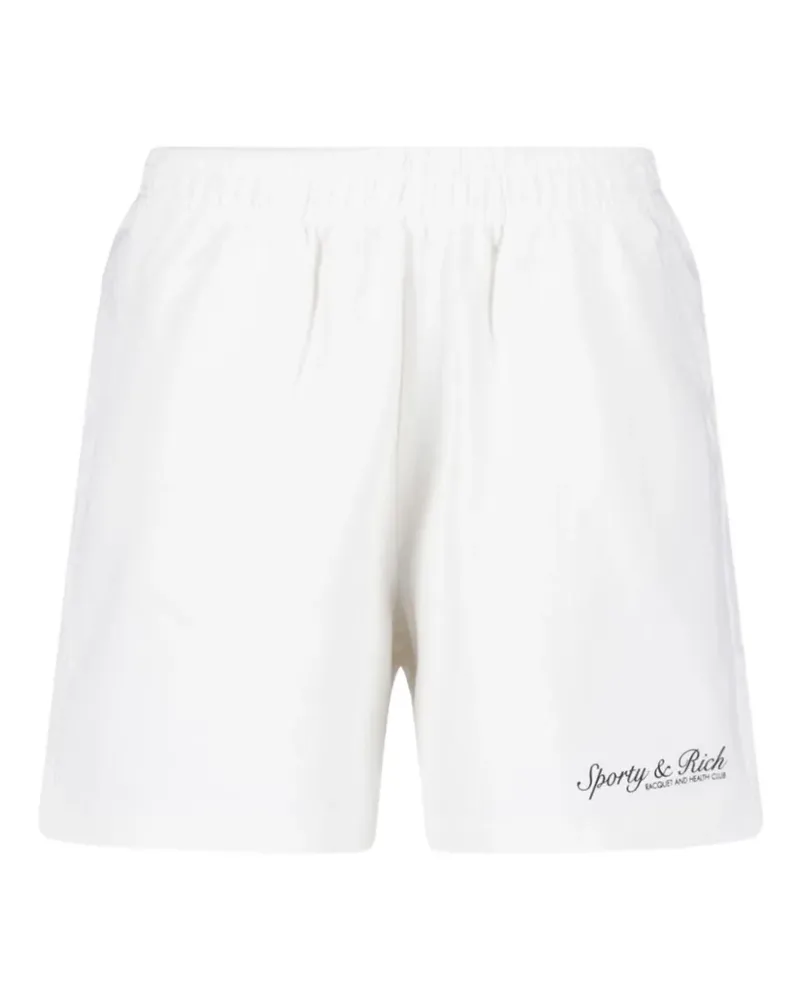 SPORTY & RICH Syracuse Shorts mit Logo-Print - Weiß Weiß