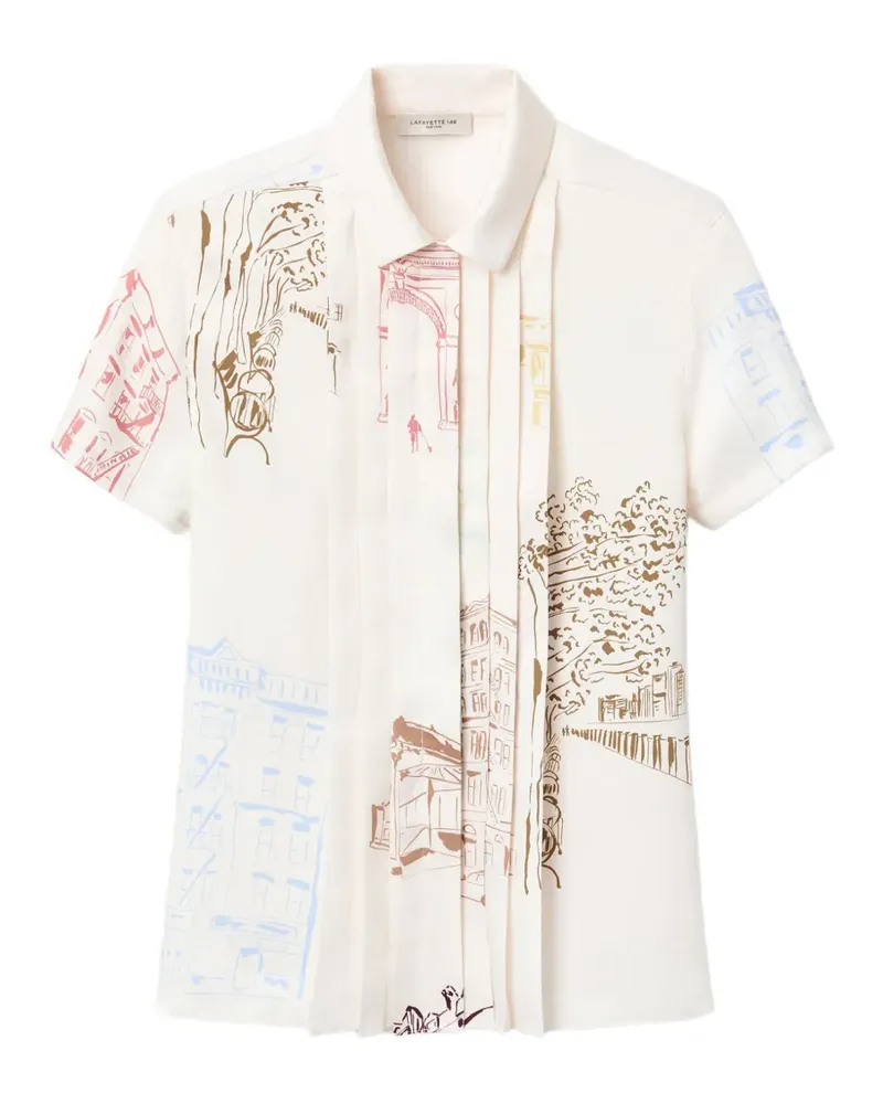 Lafayette148 Manhattan print short-sleeved shirt - Nude Nude
