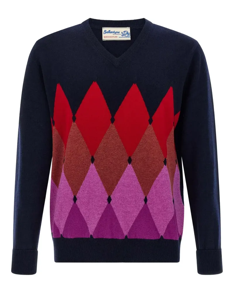 Ballantyne Kaschmirpullover mit Argyle-Muster - Blau Blau