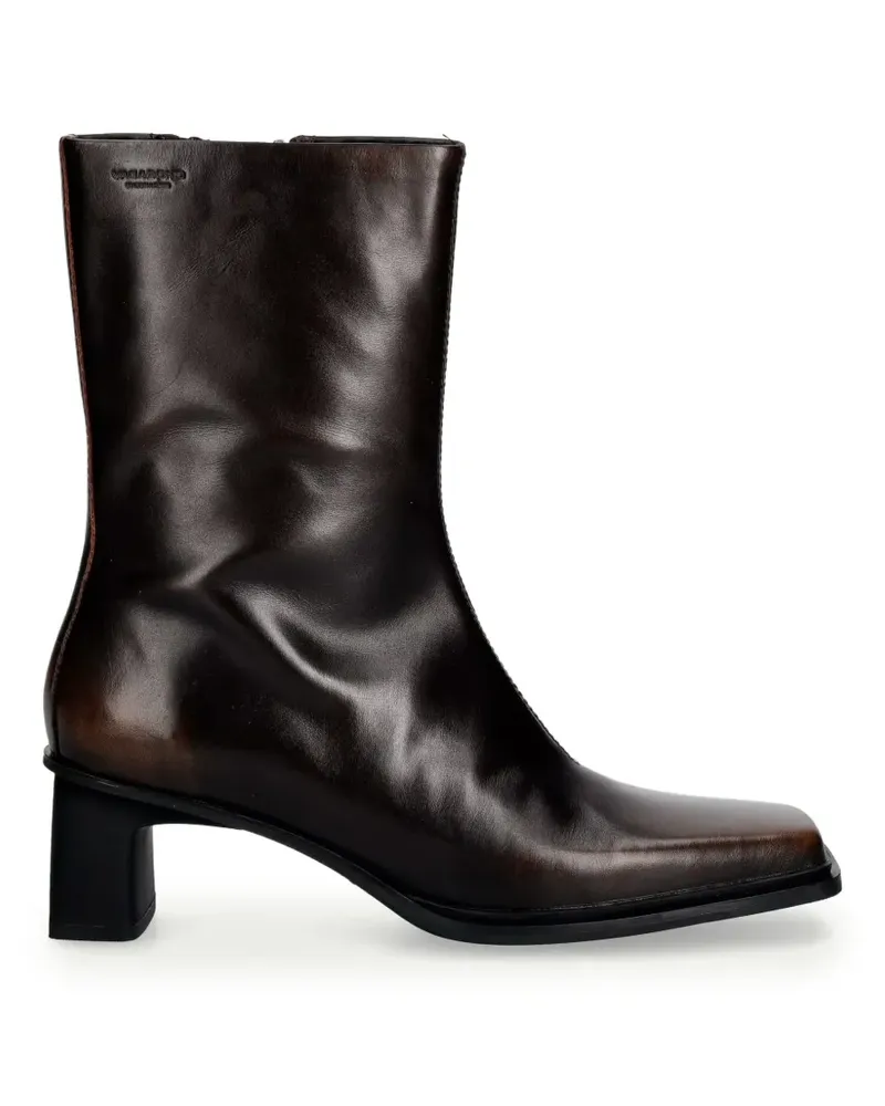 Vagabond Elvina Stiefeletten aus Leder mit quadratischer Kappe - Braun Braun