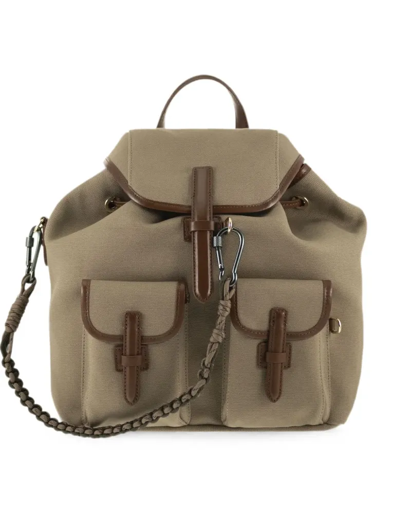 Max Mara Rucksack aus Leinwandgewebe und Leder - Nude Nude