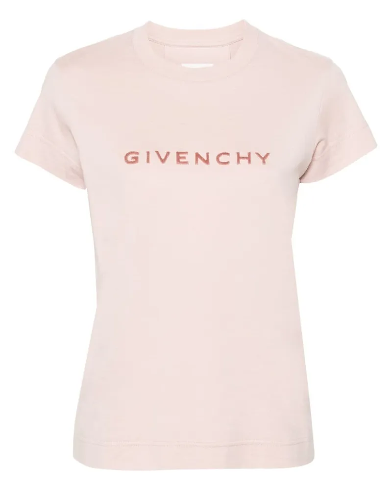 Givenchy T-Shirt mit geflocktem Logo Rosa