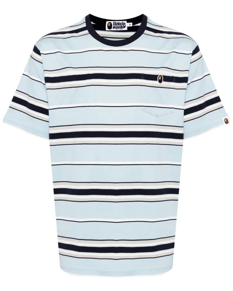 BAPE Gestreiftes T-Shirt - Blau Blau
