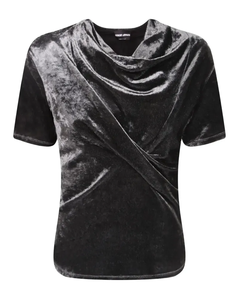 Giorgio Armani Drapiertes T-Shirt aus Samt - Grau Grau