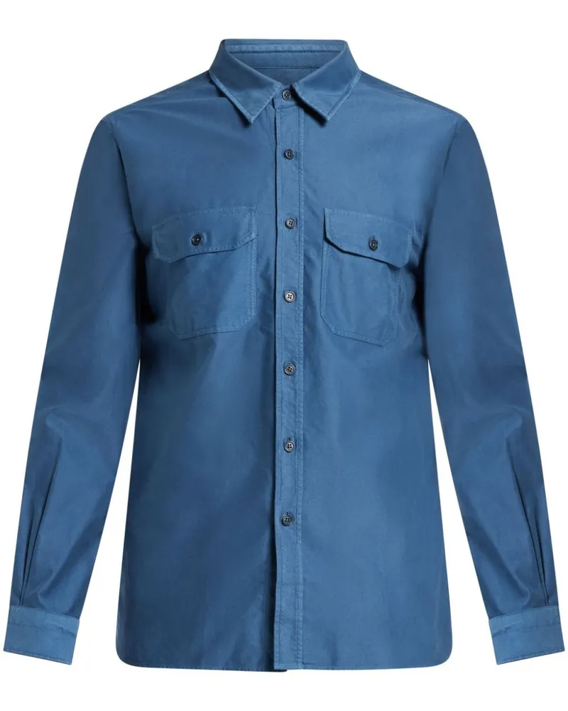 Tom Ford Hemd mit Klappentaschen - Blau Blau