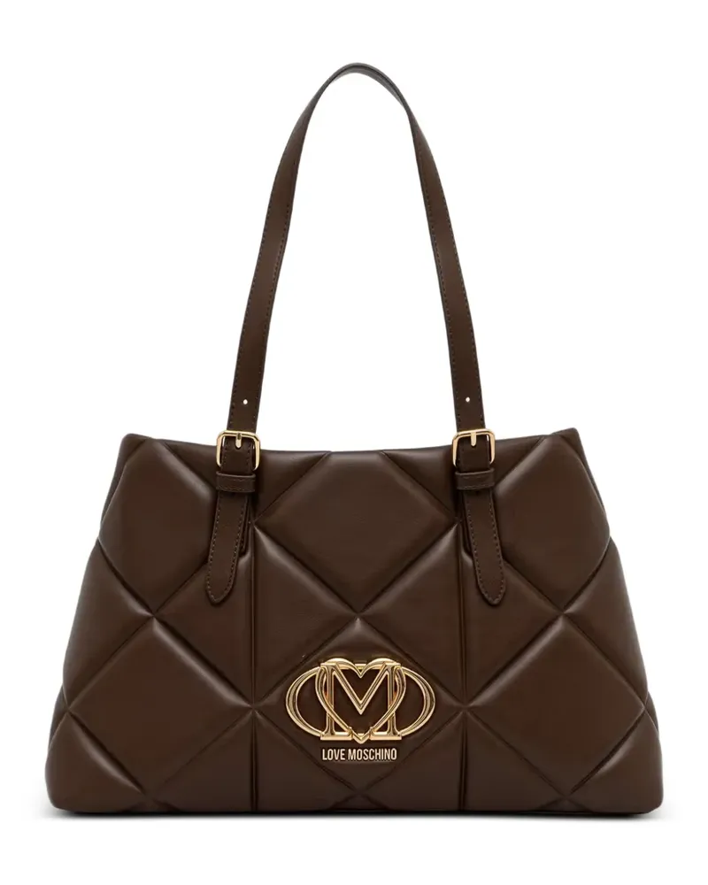 Moschino quilted logo-plaque tote bag - Braun Braun