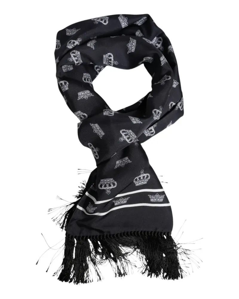 Dolce & Gabbana Fransenschal mit Kronen-Print - Schwarz Schwarz