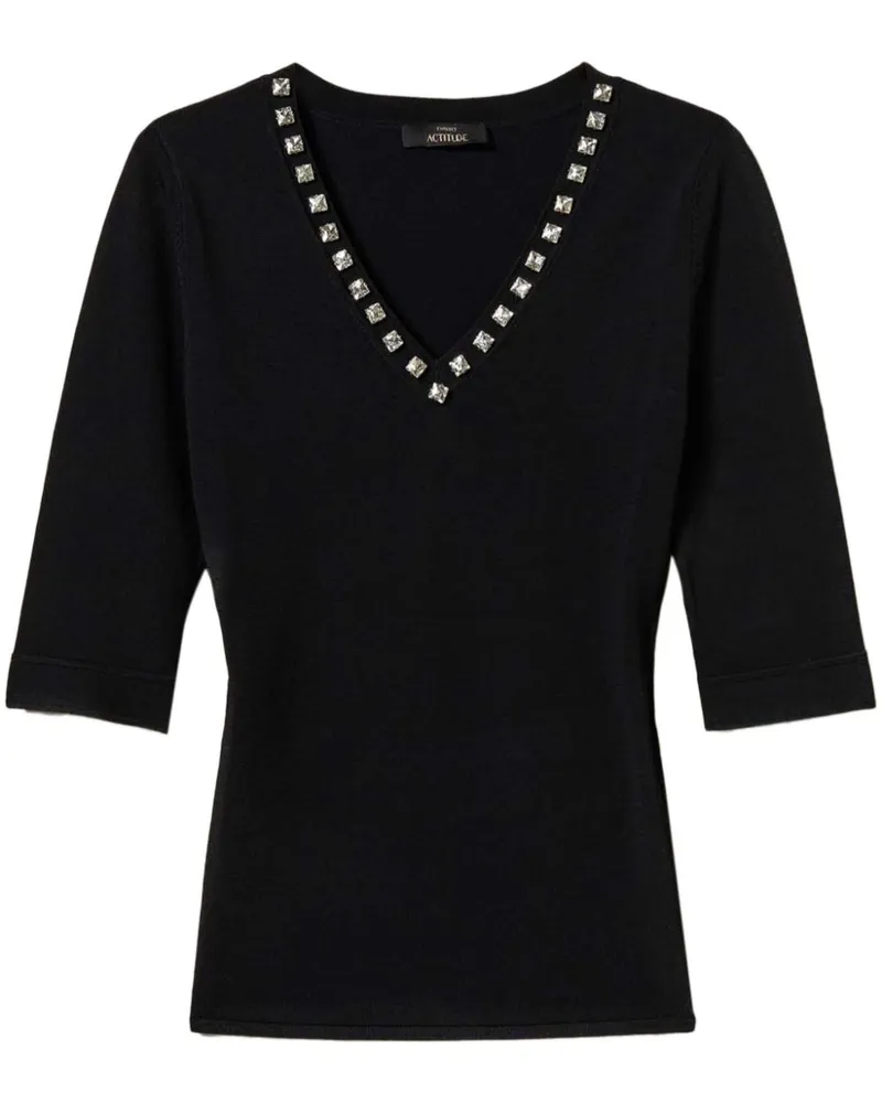 Twin-Set T-Shirt mit Strass - Schwarz Schwarz