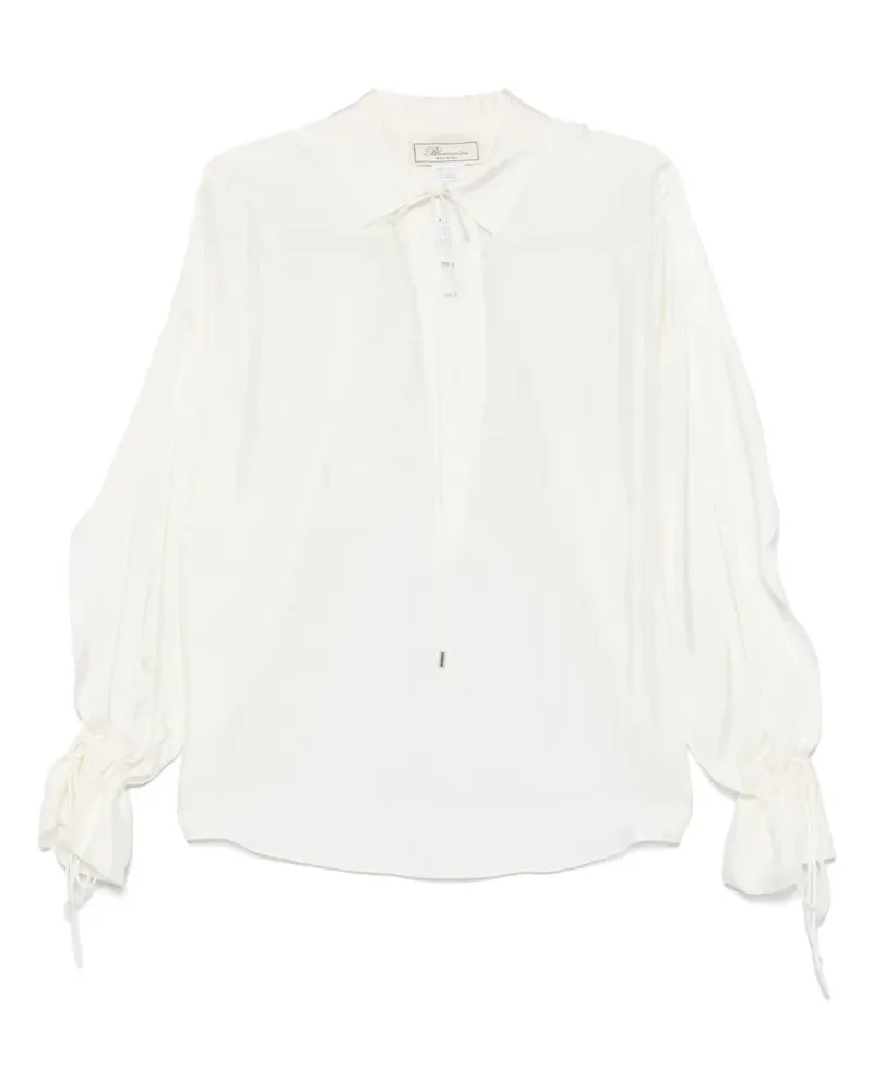 Blumarine Klassische Satinbluse - Weiß Weiß