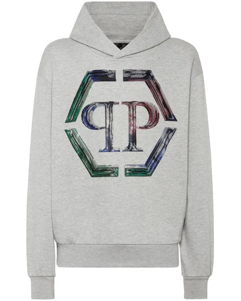 Philipp Plein Strass Hexagon Hoodie - Grau Grau