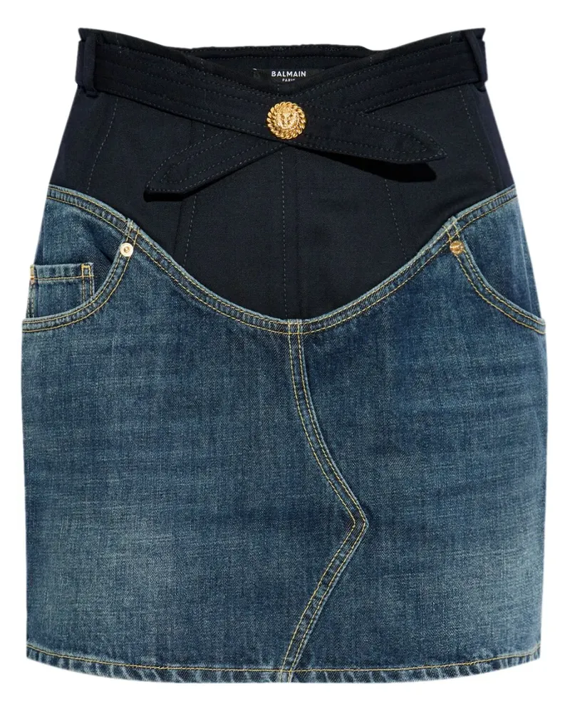 Balmain Klassischer Jeans-Minirock - Blau Blau