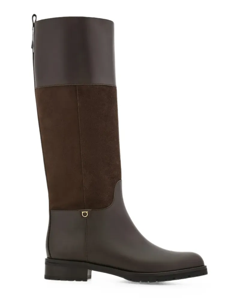Ferragamo Kniehohe Gancini Ornament Stiefel - Braun Braun
