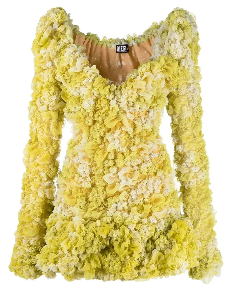 Diesel Gesmoktes Minikleid - Gelb Gelb