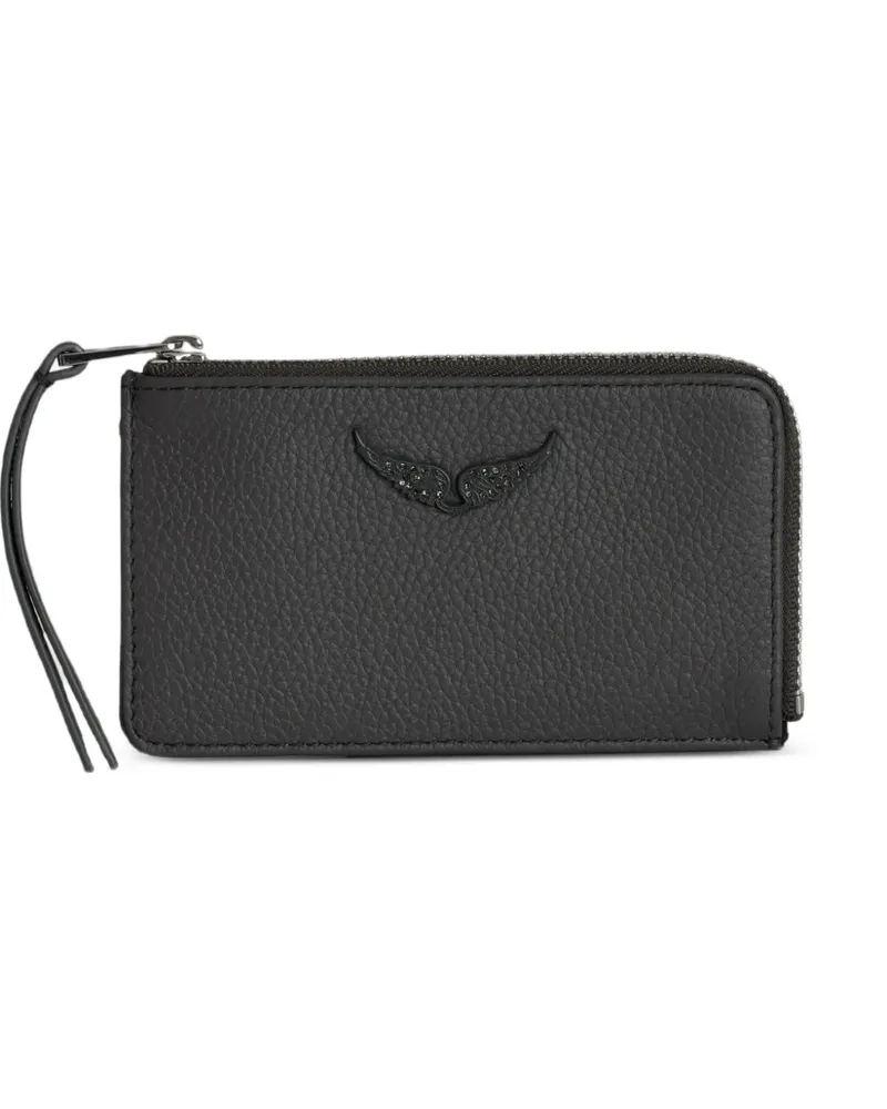 Zadig & Voltaire wings-detail top-zip wallet - Schwarz Schwarz