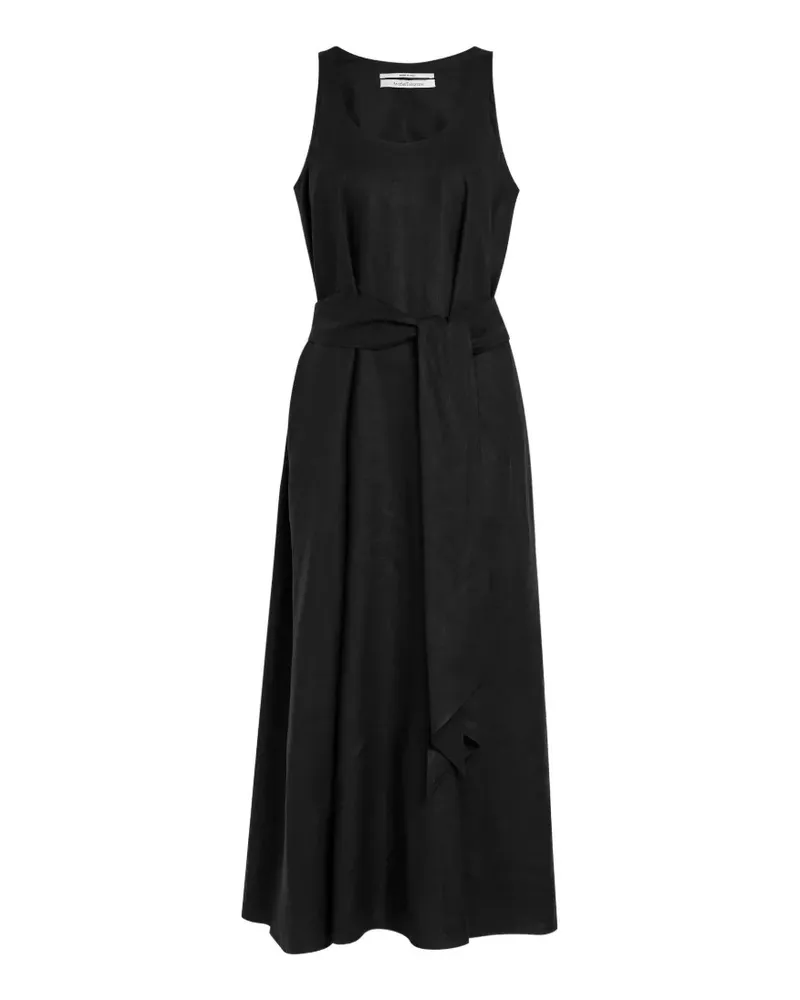 Another Tomorrow belted midi dress - Schwarz Schwarz