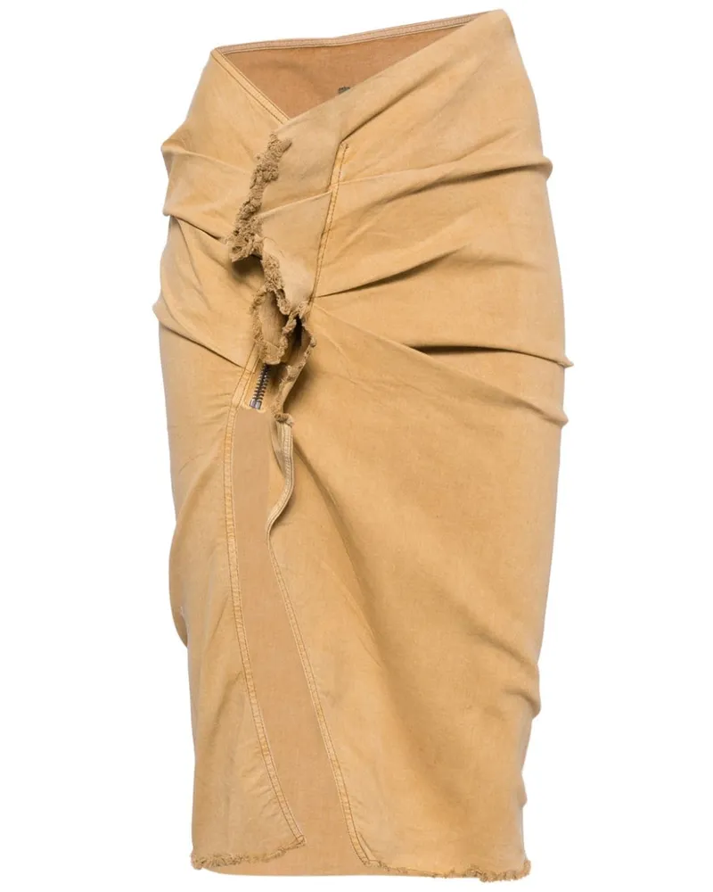 DRKSHDW by Rick Owens Geraffter Edfu Jeansrock - Braun Braun