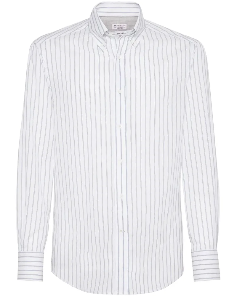 Brunello Cucinelli Gestreiftes Hemd - Weiß Weiß