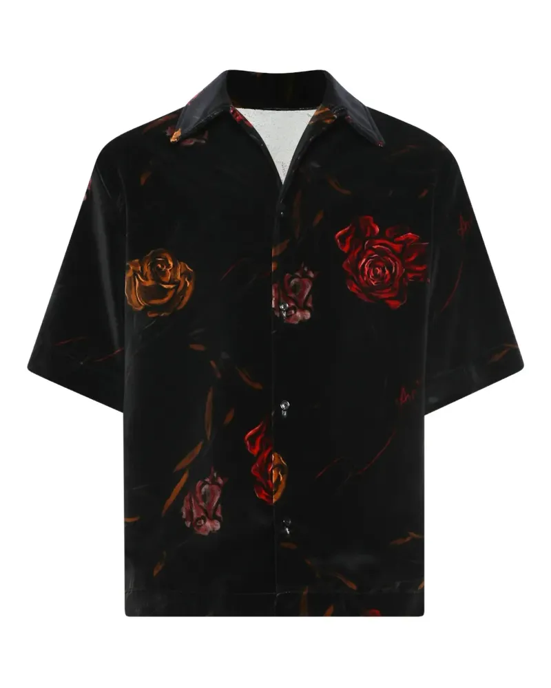 Amiri Hemd aus Samt mit Rosen-Print - Schwarz Schwarz