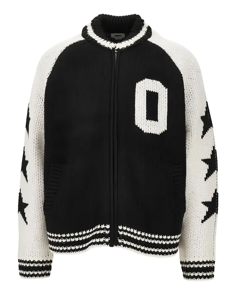 Obey star-detail zip-up cardigan - Schwarz Schwarz