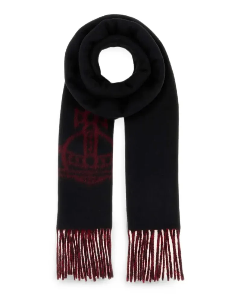 Vivienne Westwood Double Face Schal mit Fransen - Schwarz Schwarz