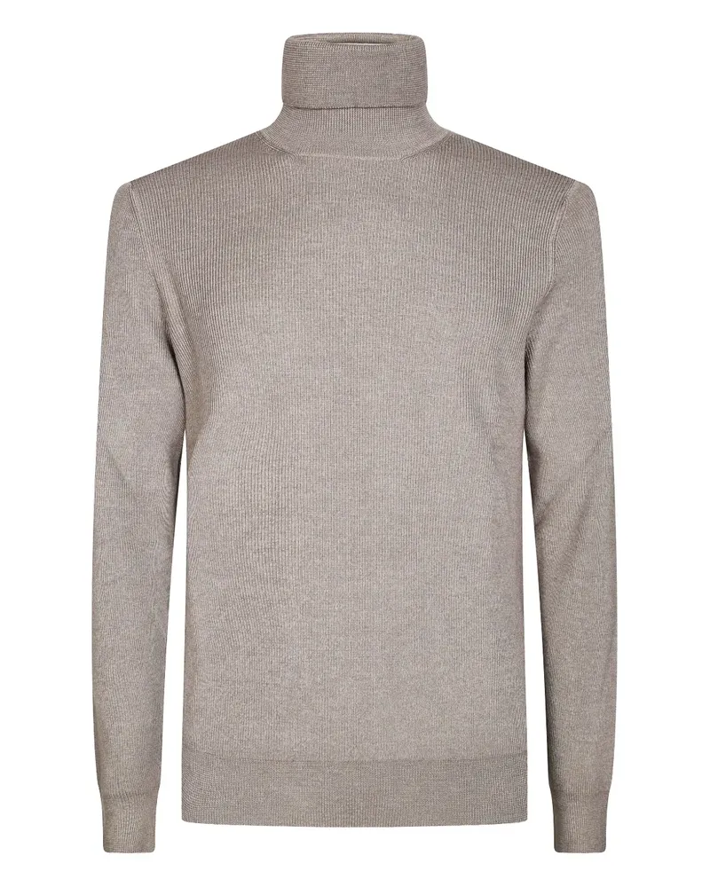 Tagliatore Gerippter Rollkragenpullover - Nude Nude