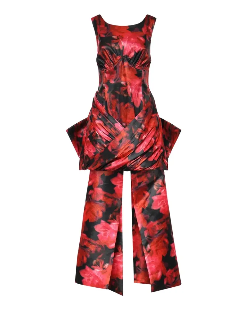 For Love and Lemons Dark Romance floral-print bow-detail dress - Rot Rot