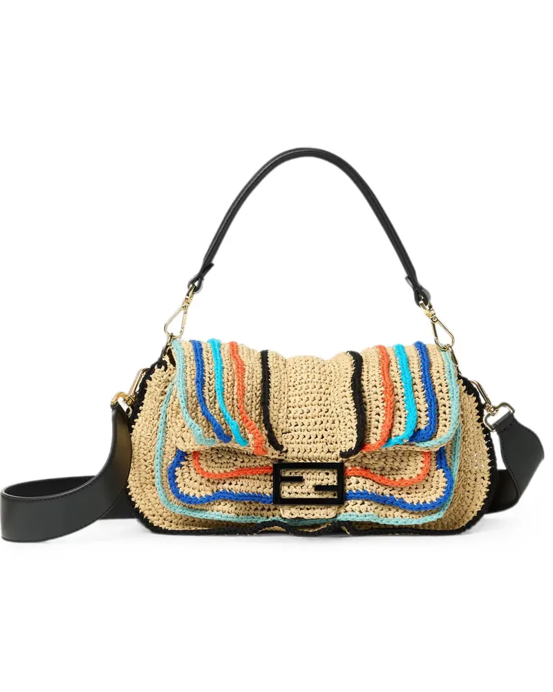 Fendi Baguette raffia-effect shoulder bag - Nude Nude