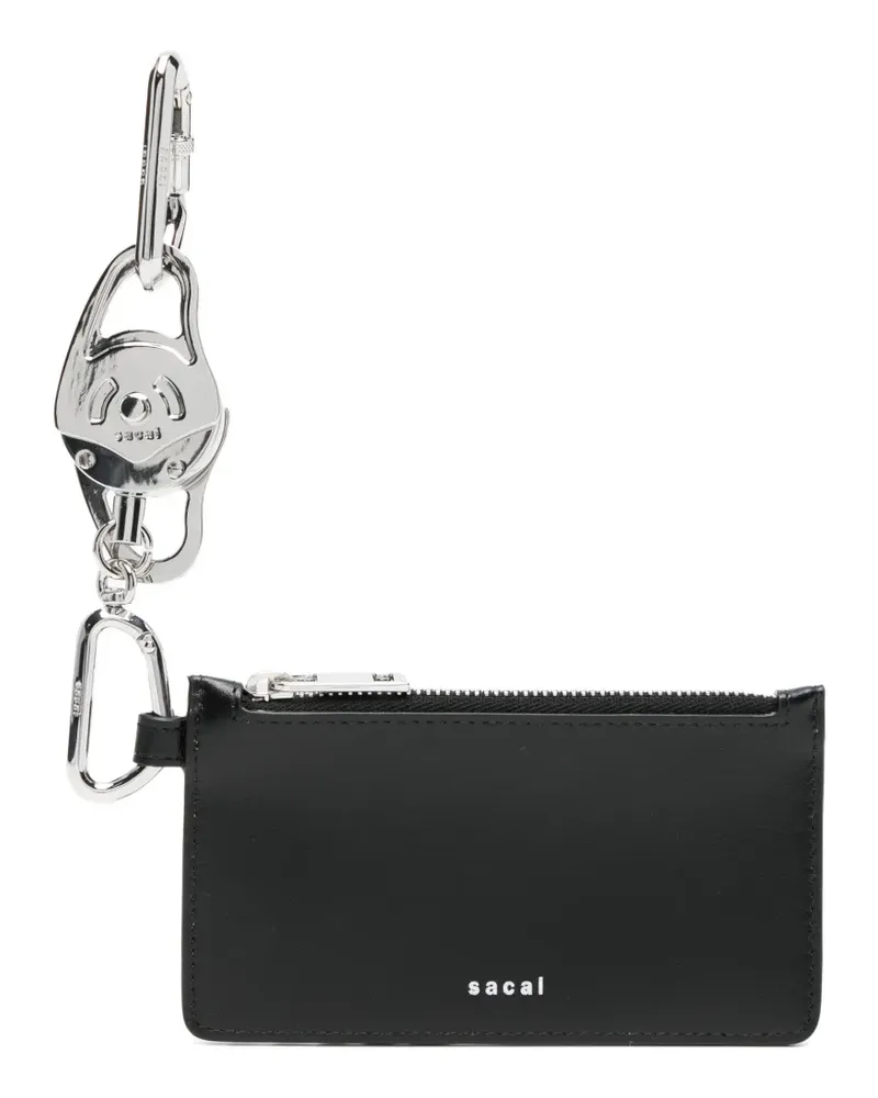 Sacai zip-top leather cardholder - Schwarz Schwarz