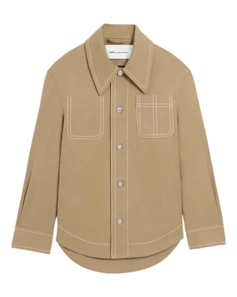 AMI Paris Geknöpfte Jacke im Workwear-Look - Nude Nude