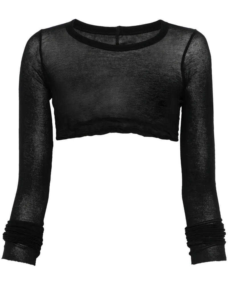 Rick Owens Cropped Langarmshirt - Schwarz Schwarz