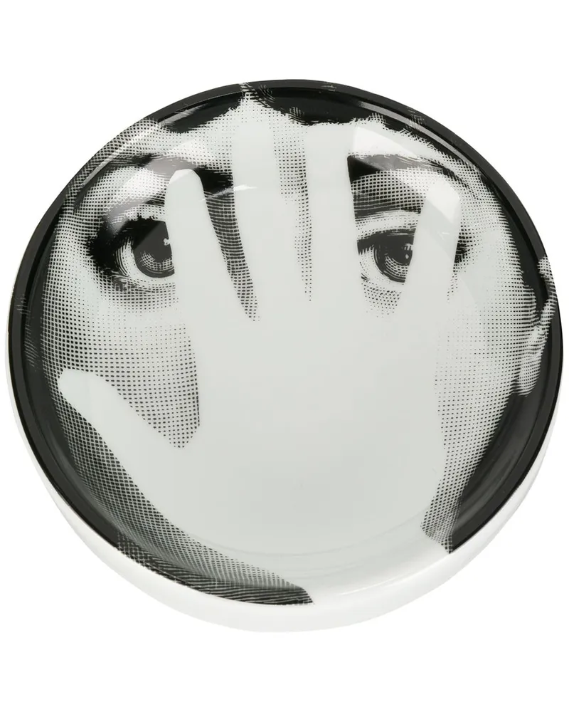 Fornasetti Teller mit Print Weiß