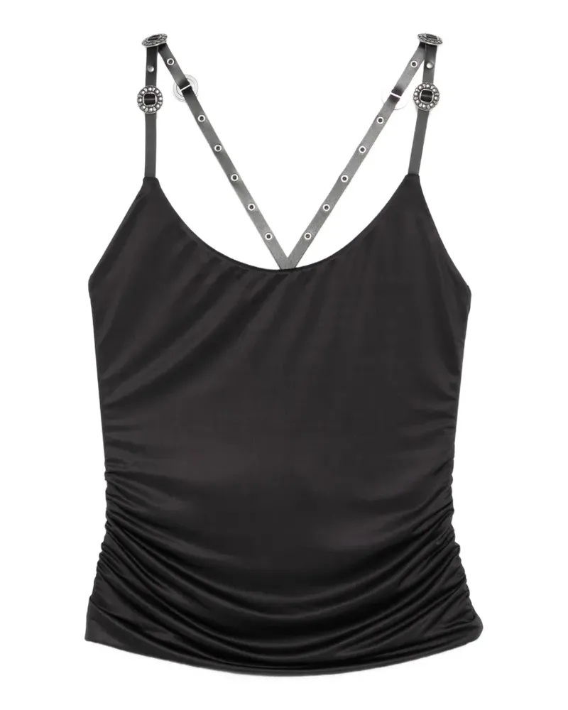 Pinko ruched eyelet-embellished top - Schwarz Schwarz